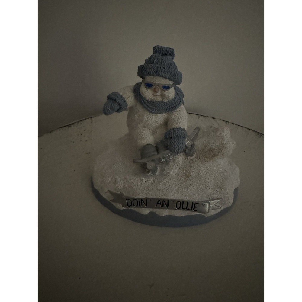 Encore Snow Buddies "Slick Doin An Ollie" Snowman Christmas Figurine Skateboard